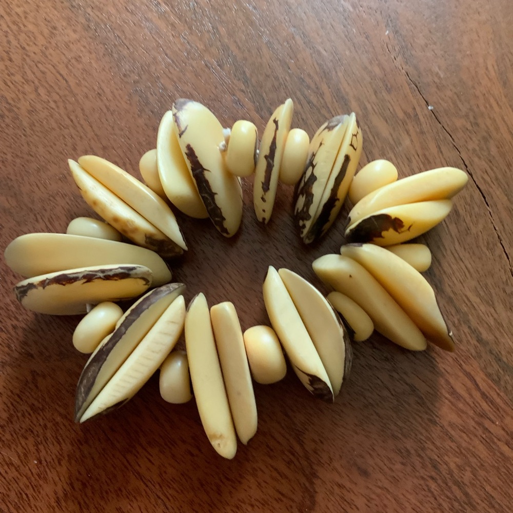 Rustic Cream and Brown Tribal Tagua Bracelet